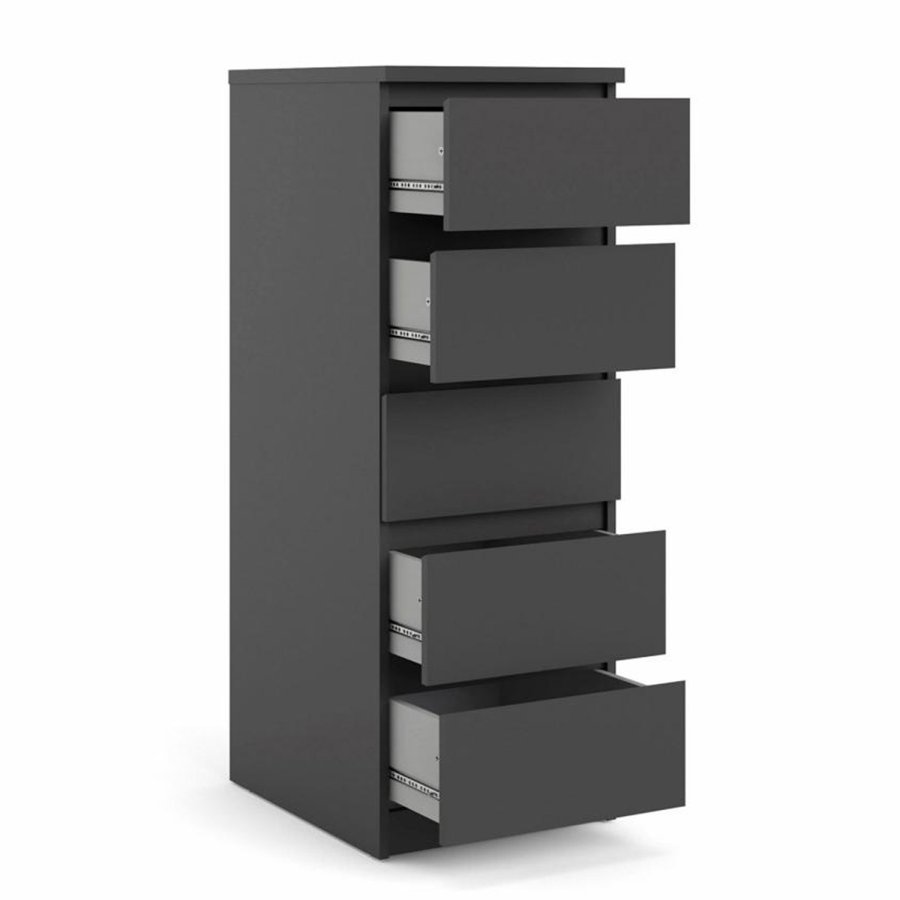 TVILUM Naia kommode, m. 5 skuffer - sort folie og plastik