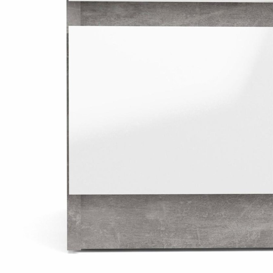 TVILUM Naia kommode, m. 5 skuffer - hvid/gr folie og plastik