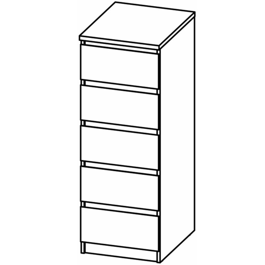 TVILUM Naia kommode, m. 5 skuffer - hvid/gr folie og plastik