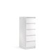TVILUM Naia kommode - hvid hjglans tr, m. 5 skuffer, smal 