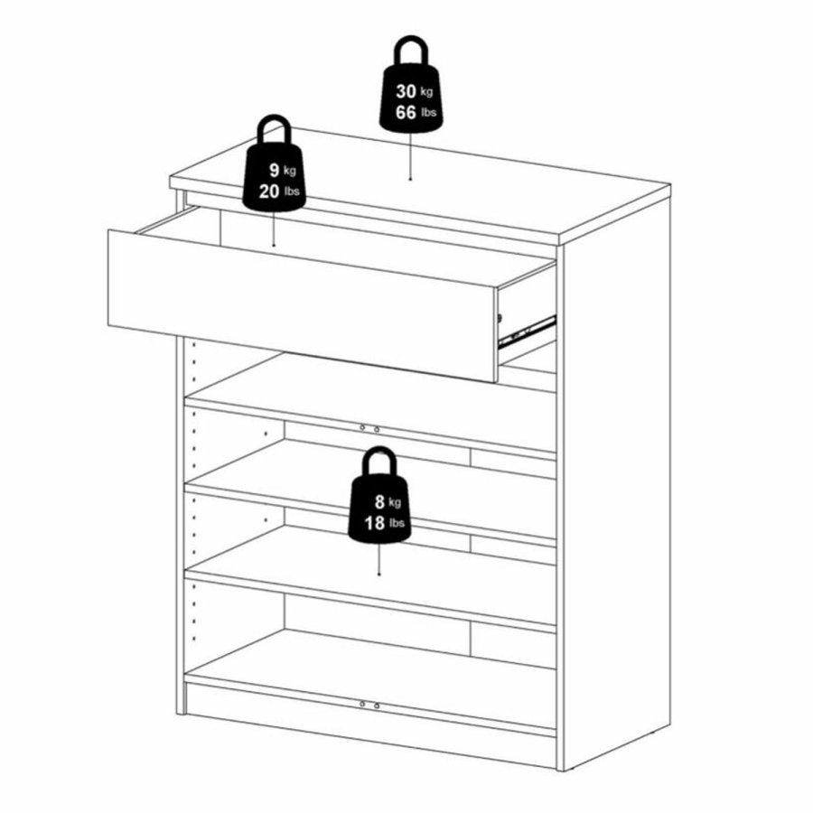 TVILUM Naia sknk, m. 2 lger og 1 skuffe - sort spnplade (80,4x40)