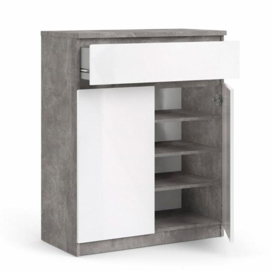 TVILUM Naia sknk, m. 2 lger og 1 skuffe - gr/hvid folie (80,4x40)