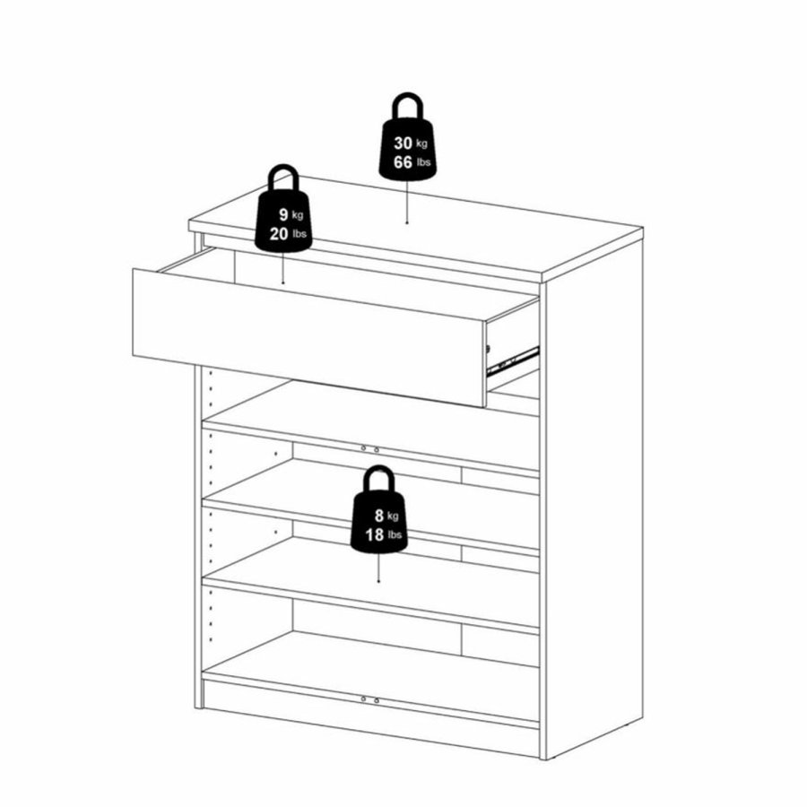 TVILUM Naia sknk, m. 2 lger og 1 skuffe - gr/hvid folie (80,4x40)