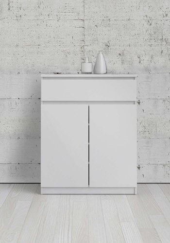 TVILUM Naia sknk - hvid hjglans tr, m. 2 lger og 1 skuffe