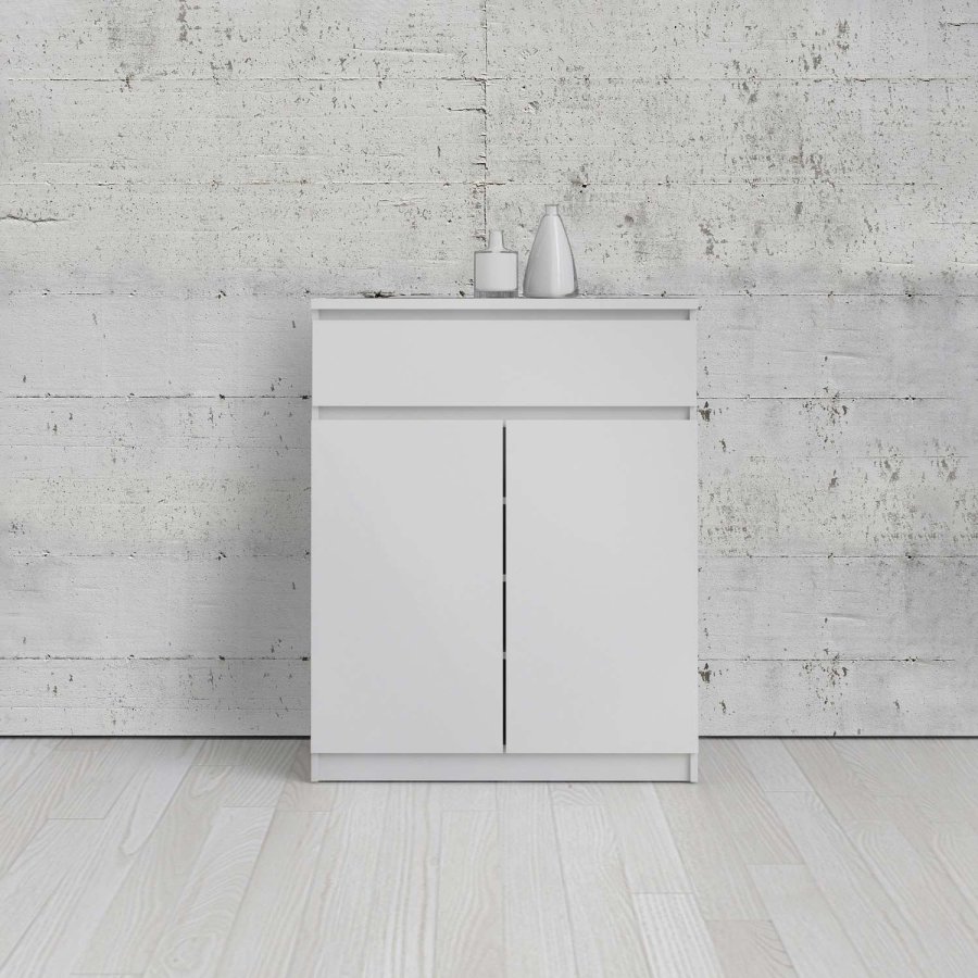 TVILUM Naia sknk - hvid hjglans tr, m. 2 lger og 1 skuffe