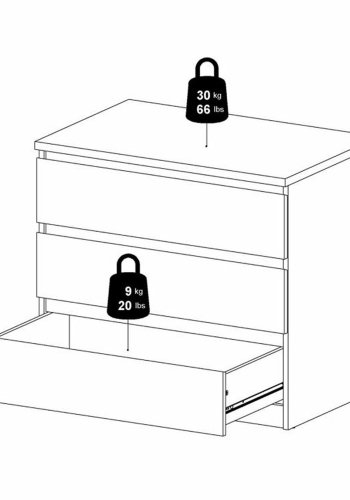 TVILUM Naia kommode, m. 3 skuffer - sort folie og plastik