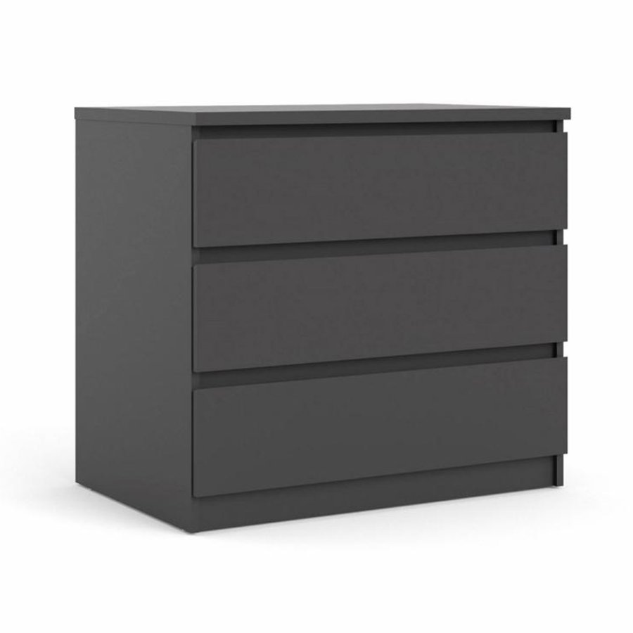 TVILUM Naia kommode, m. 3 skuffer - sort folie og plastik