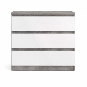 TVILUM Naia kommode, m. 3 skuffer - hvid/gr folie og plastik