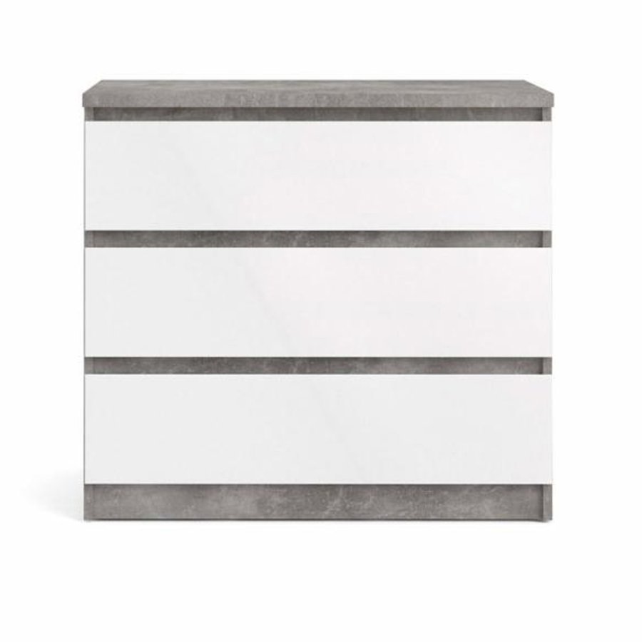 TVILUM Naia kommode, m. 3 skuffer - hvid/gr folie og plastik