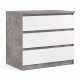TVILUM Naia kommode, m. 3 skuffer - hvid/gr folie og plastik