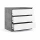 TVILUM Naia kommode, m. 3 skuffer - hvid/gr folie og plastik