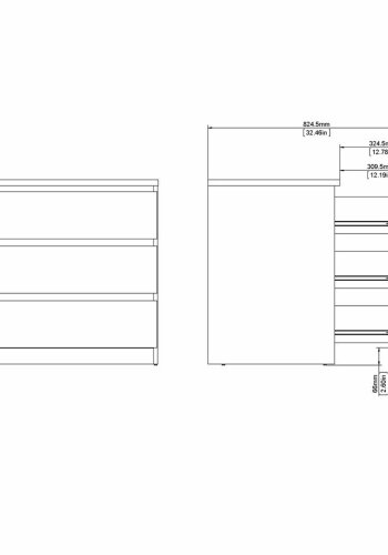 TVILUM Naia kommode, m. 3 skuffer - hvid/gr folie og plastik