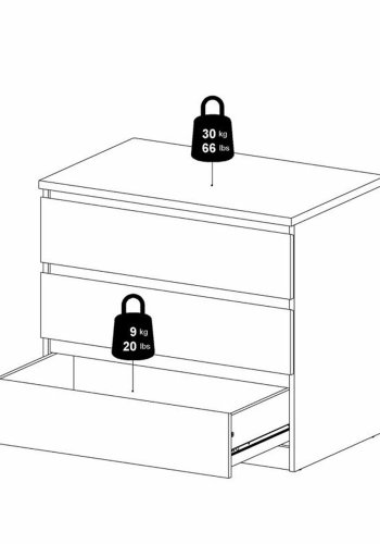 TVILUM Naia kommode, m. 3 skuffer - hvid/gr folie og plastik