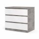 TVILUM Naia kommode, m. 3 skuffer - hvid/gr folie og plastik