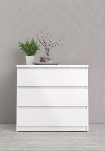 TVILUM Naia kommode - hvid hjglans tr, m. 3 skuffer