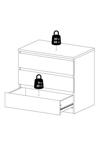 TVILUM Naia kommode - hvid hjglans tr, m. 3 skuffer