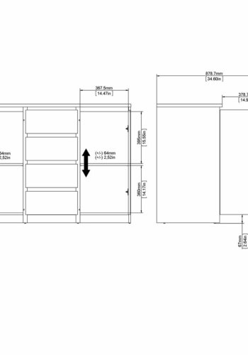 TVILUM Naia sknk, m. 2 lger og 4 skuffer - sort spnplade (120,8x50)