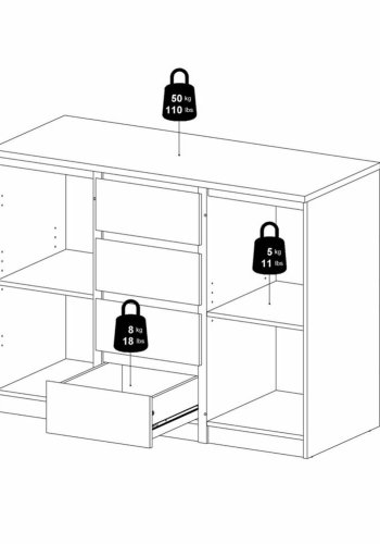 TVILUM Naia sknk, m. 2 lger og 4 skuffer - sort spnplade (120,8x50)