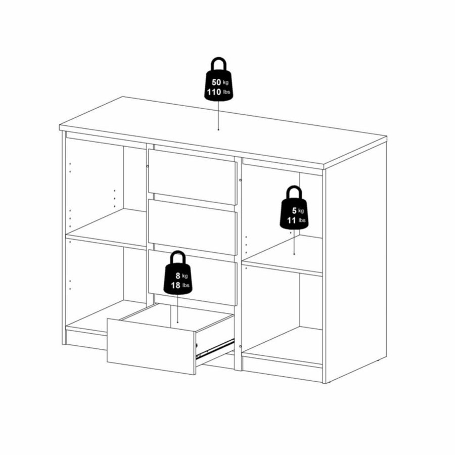 TVILUM Naia sknk, m. 2 lger og 4 skuffer - sort spnplade (120,8x50)