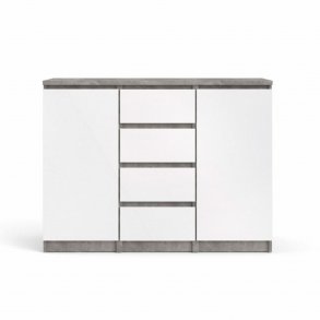 TVILUM Naia sknk, m. 2 lger og 4 skuffer - gr og hvid folie (120,8x50)