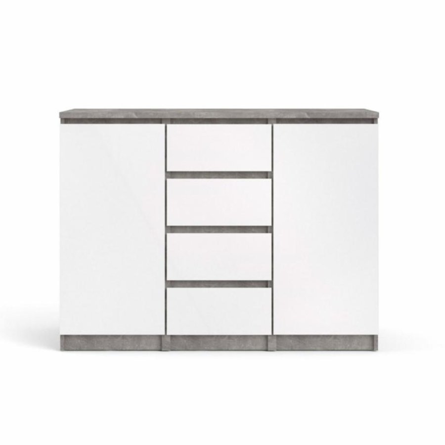 TVILUM Naia sknk, m. 2 lger og 4 skuffer - gr og hvid folie (120,8x50)