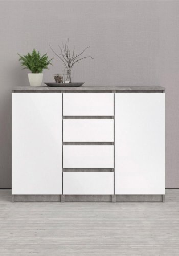 TVILUM Naia sknk, m. 2 lger og 4 skuffer - gr og hvid folie (120,8x50)