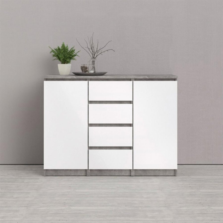 TVILUM Naia sknk, m. 2 lger og 4 skuffer - gr og hvid folie (120,8x50)