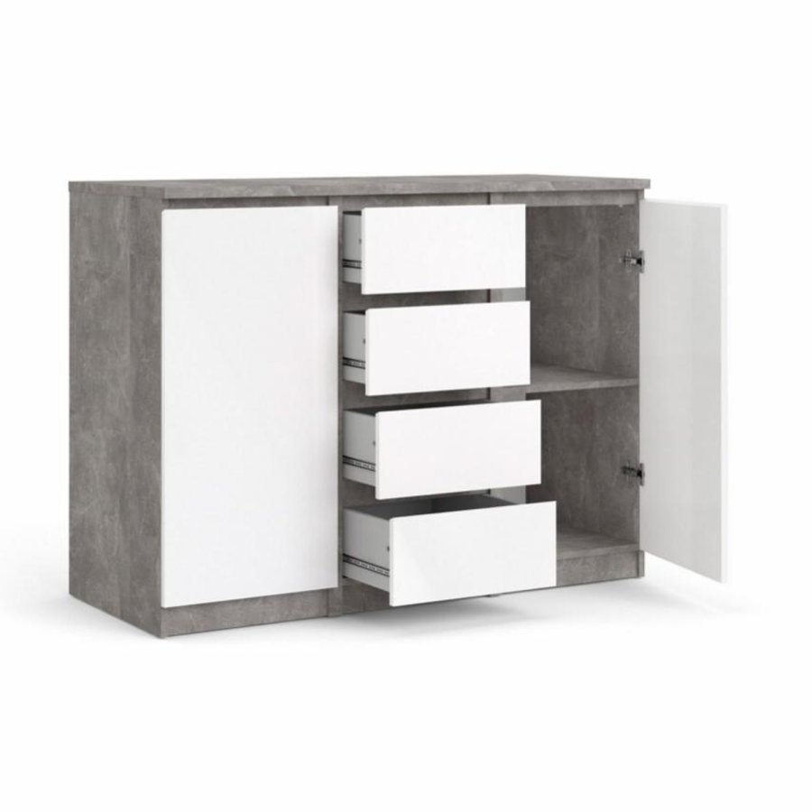 TVILUM Naia sknk, m. 2 lger og 4 skuffer - gr og hvid folie (120,8x50)