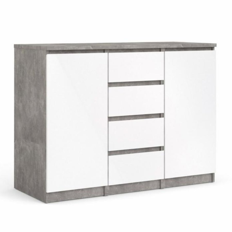 TVILUM Naia sknk, m. 2 lger og 4 skuffer - gr og hvid folie (120,8x50)