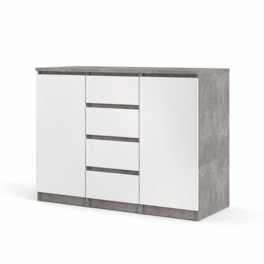 TVILUM Naia sknk, m. 2 lger og 4 skuffer - gr og hvid folie (120,8x50)