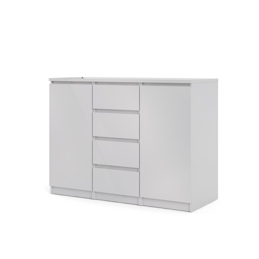 TVILUM Naia sknk - hvid hjglans tr, m. 2 lger og 4 skuffe