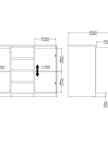 TVILUM Naia sknk - hvid hjglans tr, m. 2 lger og 4 skuffe