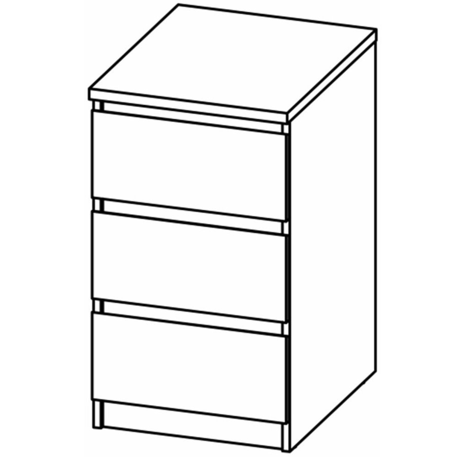 TVILUM Naia kommode, m. 3 skuffer - sort folie og plastik