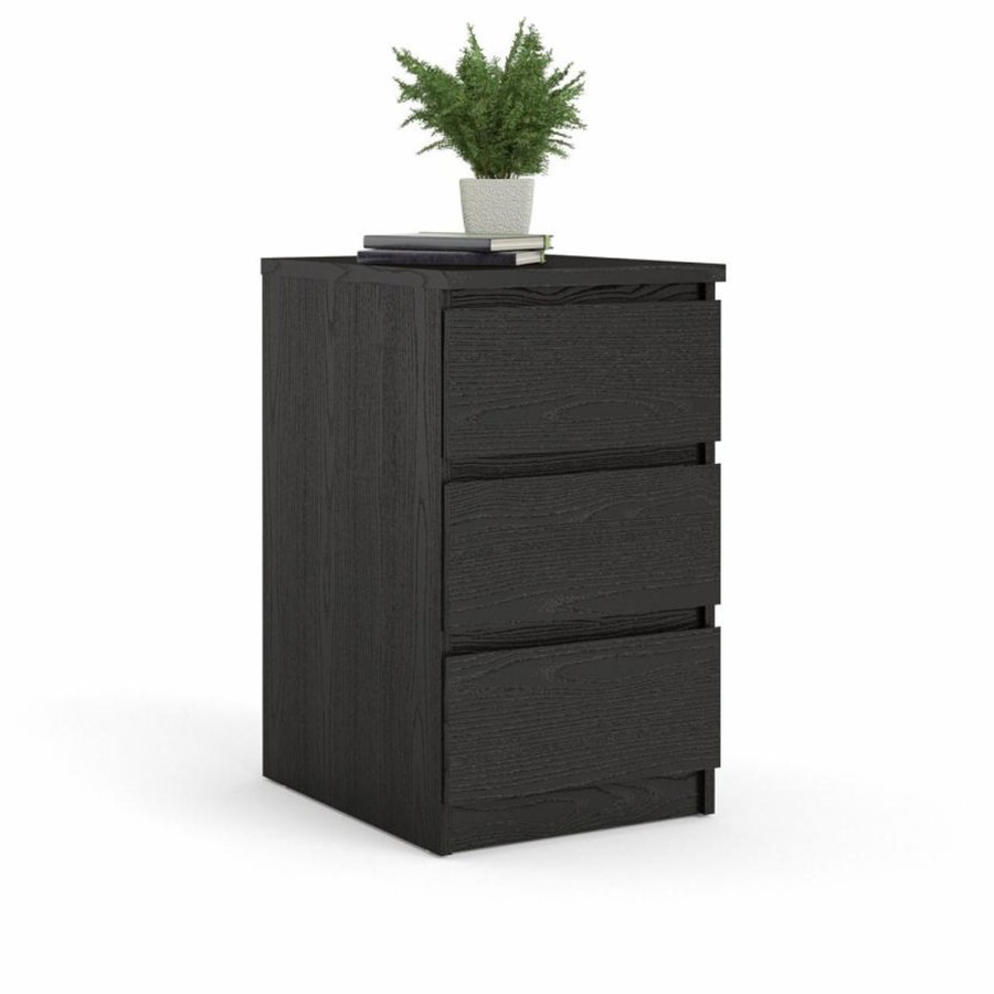 TVILUM Naia kommode, m. 3 skuffer - sort folie og plastik