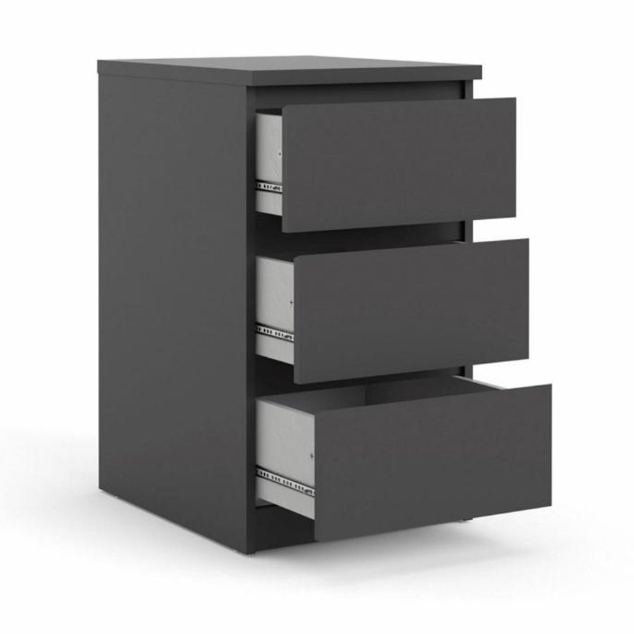 TVILUM Naia kommode, m. 3 skuffer - sort folie og plastik