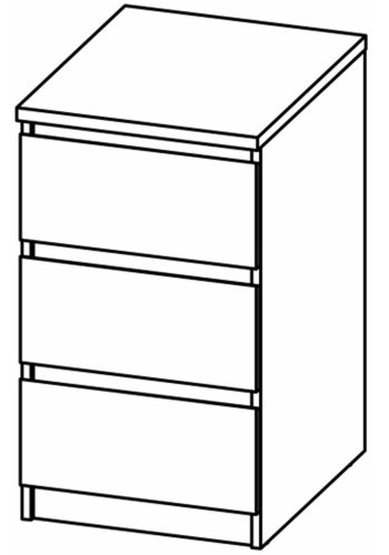 TVILUM Naia kommode, m. 3 skuffer - sort folie og plastik