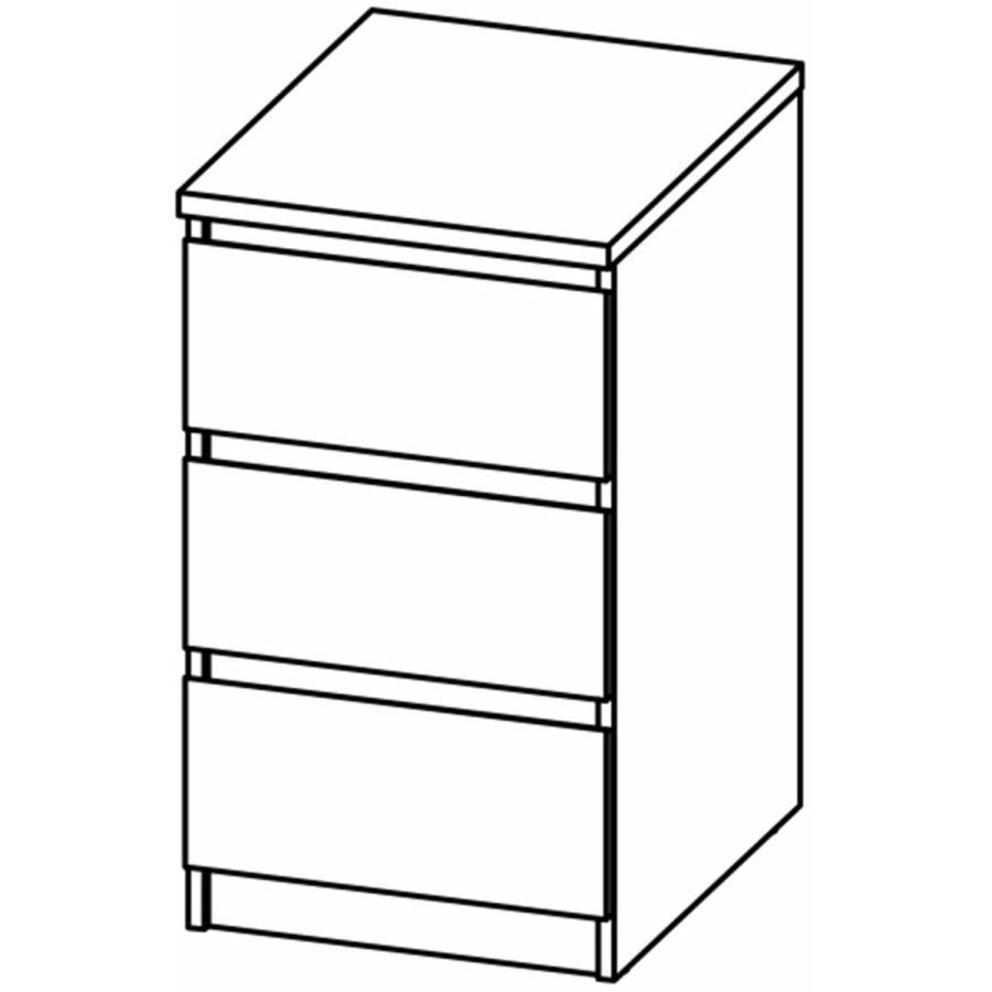 TVILUM Naia kommode, m. 3 skuffer - sort folie og plastik