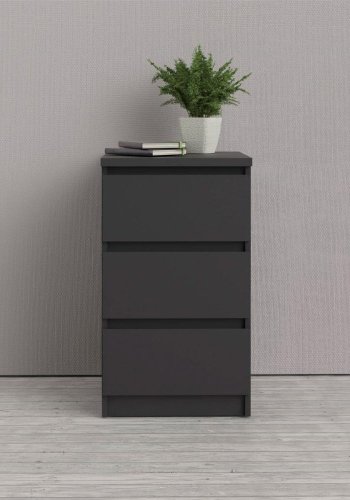 TVILUM Naia kommode, m. 3 skuffer - sort folie og plastik