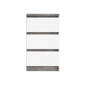 TVILUM Naia kommode, m. 3 skuffer - hvid/gr folie og plastik