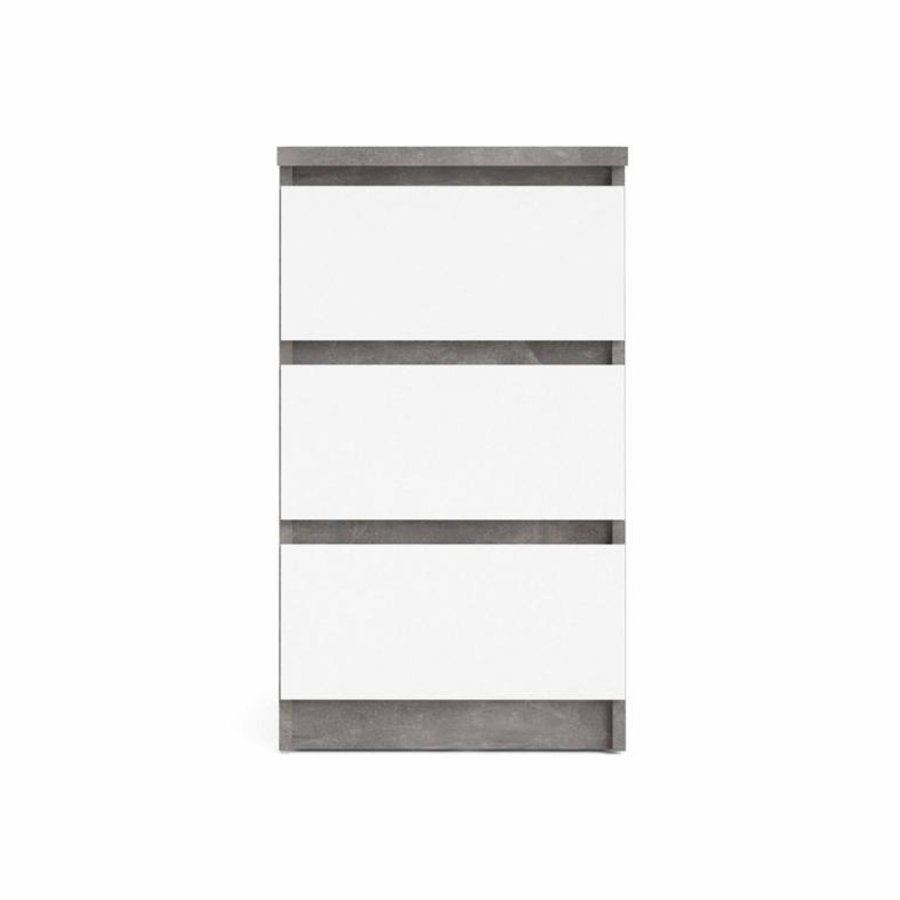 TVILUM Naia kommode, m. 3 skuffer - hvid/gr folie og plastik