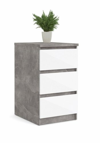 TVILUM Naia kommode, m. 3 skuffer - hvid/gr folie og plastik
