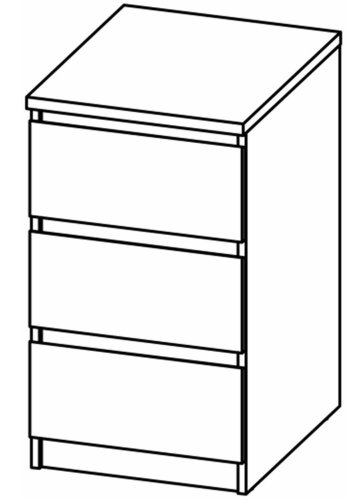 TVILUM Naia kommode, m. 3 skuffer - hvid/gr folie og plastik