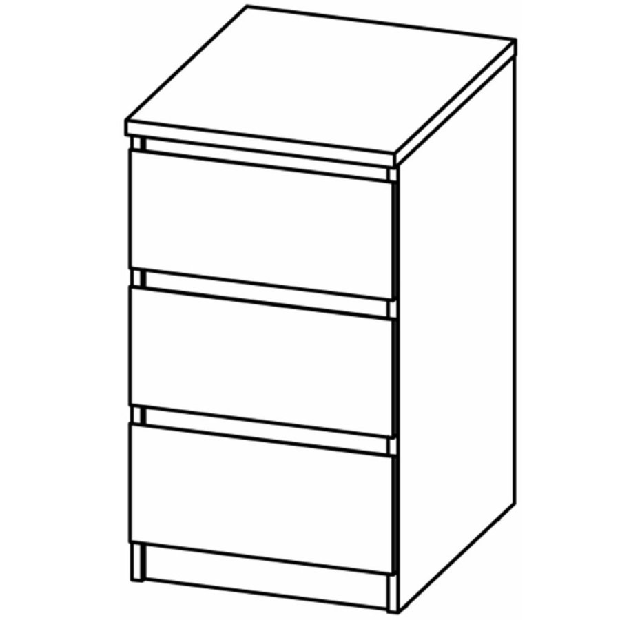 TVILUM Naia kommode, m. 3 skuffer - hvid/gr folie og plastik