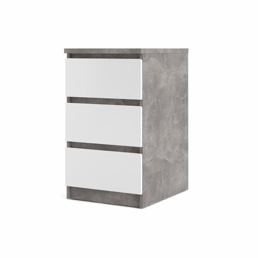 TVILUM Naia kommode, m. 3 skuffer - hvid/gr folie og plastik