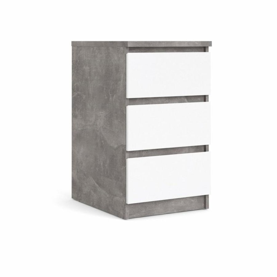 TVILUM Naia kommode, m. 3 skuffer - hvid/gr folie og plastik