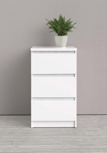 TVILUM Naia kommode - hvid hjglans, m. 3 skuffer 
