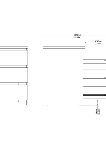 TVILUM Naia kommode - hvid hjglans, m. 3 skuffer 