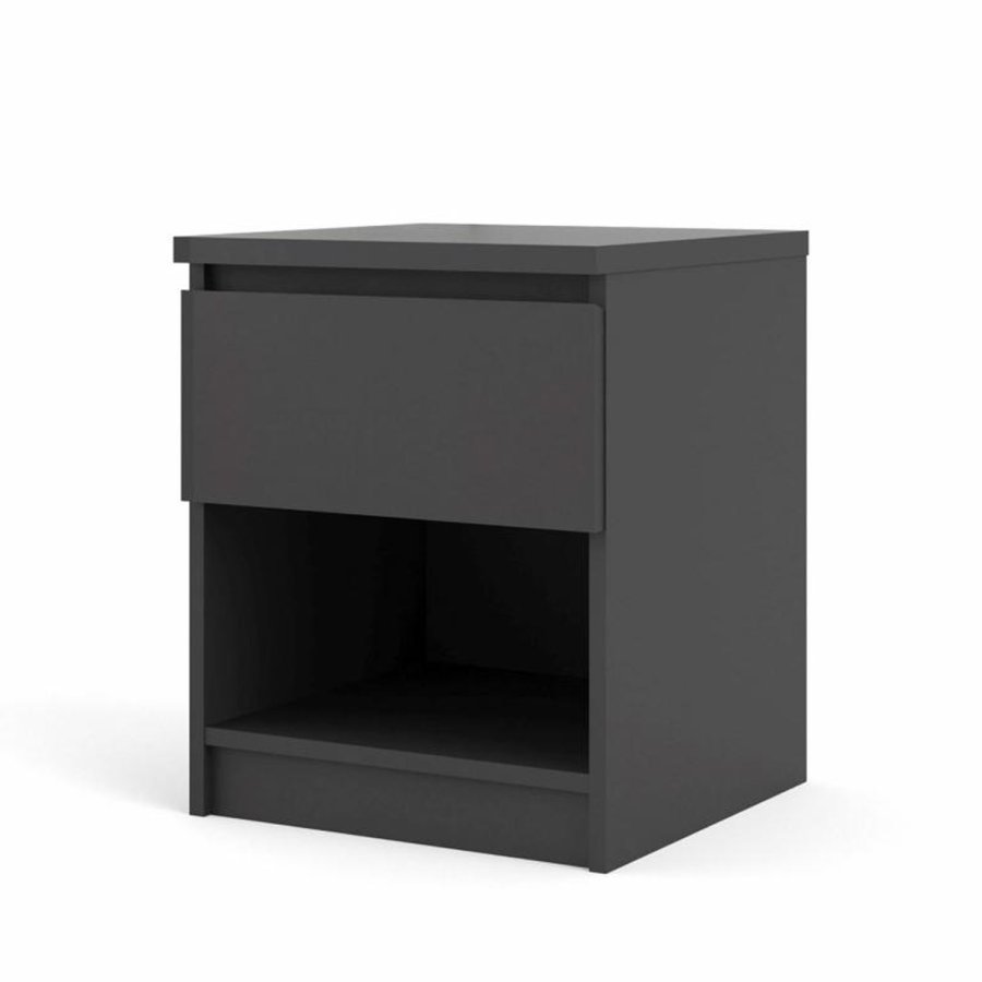 TVILUM Naia sengebord, m. 1 rum og 1 skuffe - sort folie og plastik (40,4x40)