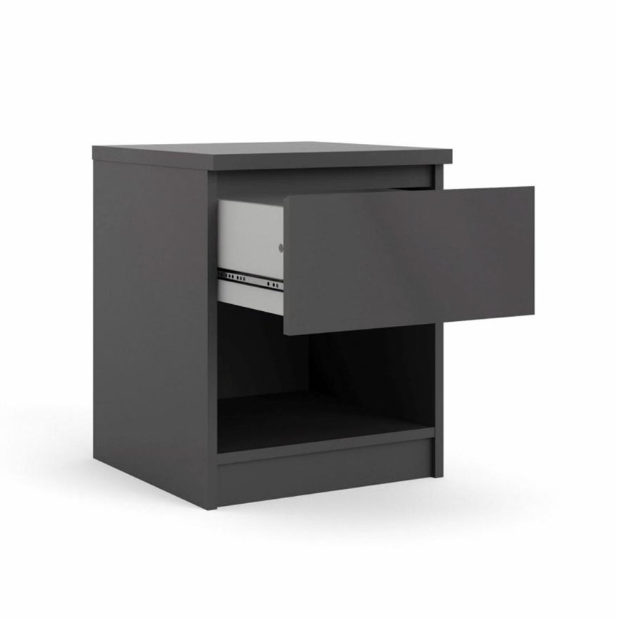 TVILUM Naia sengebord, m. 1 rum og 1 skuffe - sort folie og plastik (40,4x40)