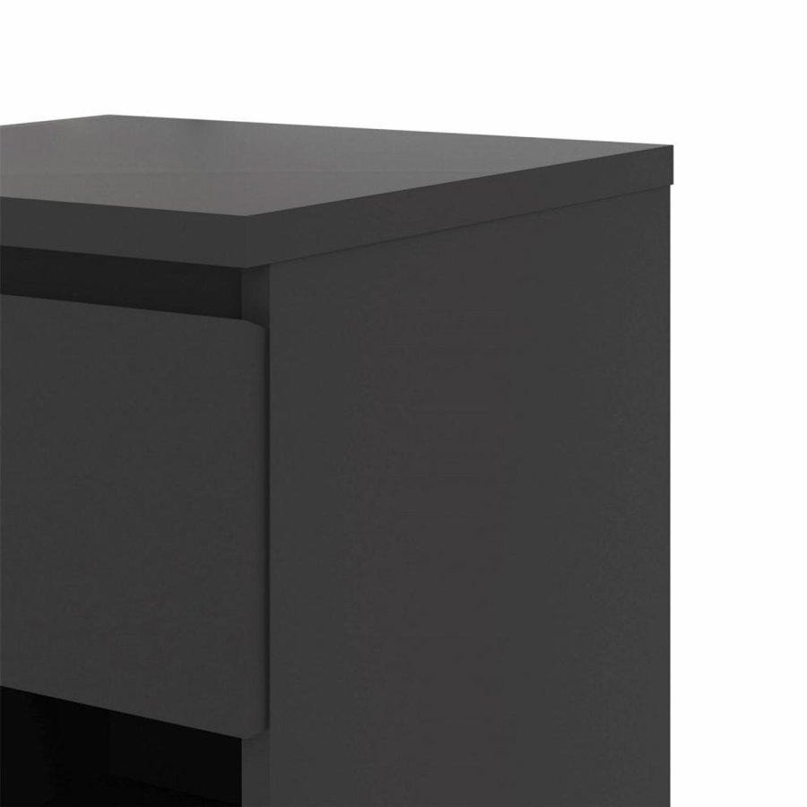 TVILUM Naia sengebord, m. 1 rum og 1 skuffe - sort folie og plastik (40,4x40)